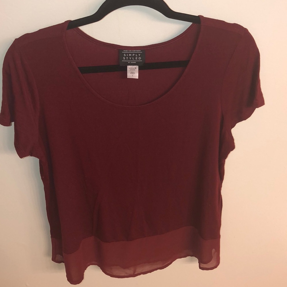 Simply Styled Blouse Size L Color Burgundy
